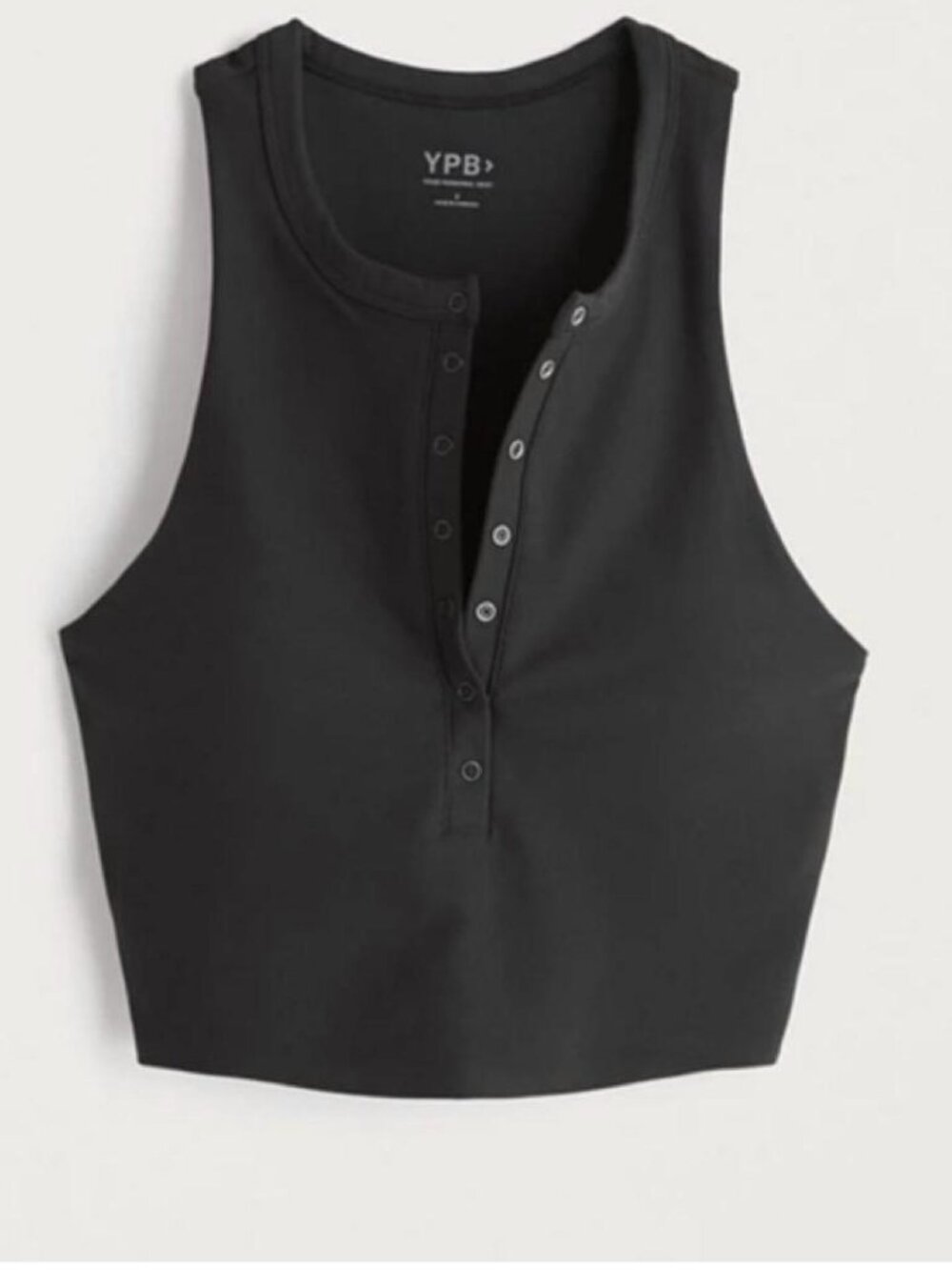 NWOT YPB Abercrombie Black Henley Crop Tank (size Small)